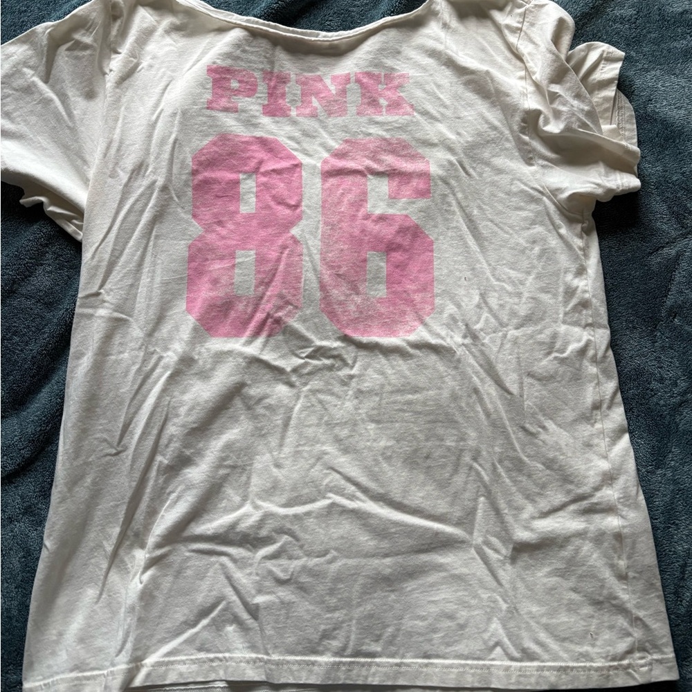 PINK oversized off the shoulder tee